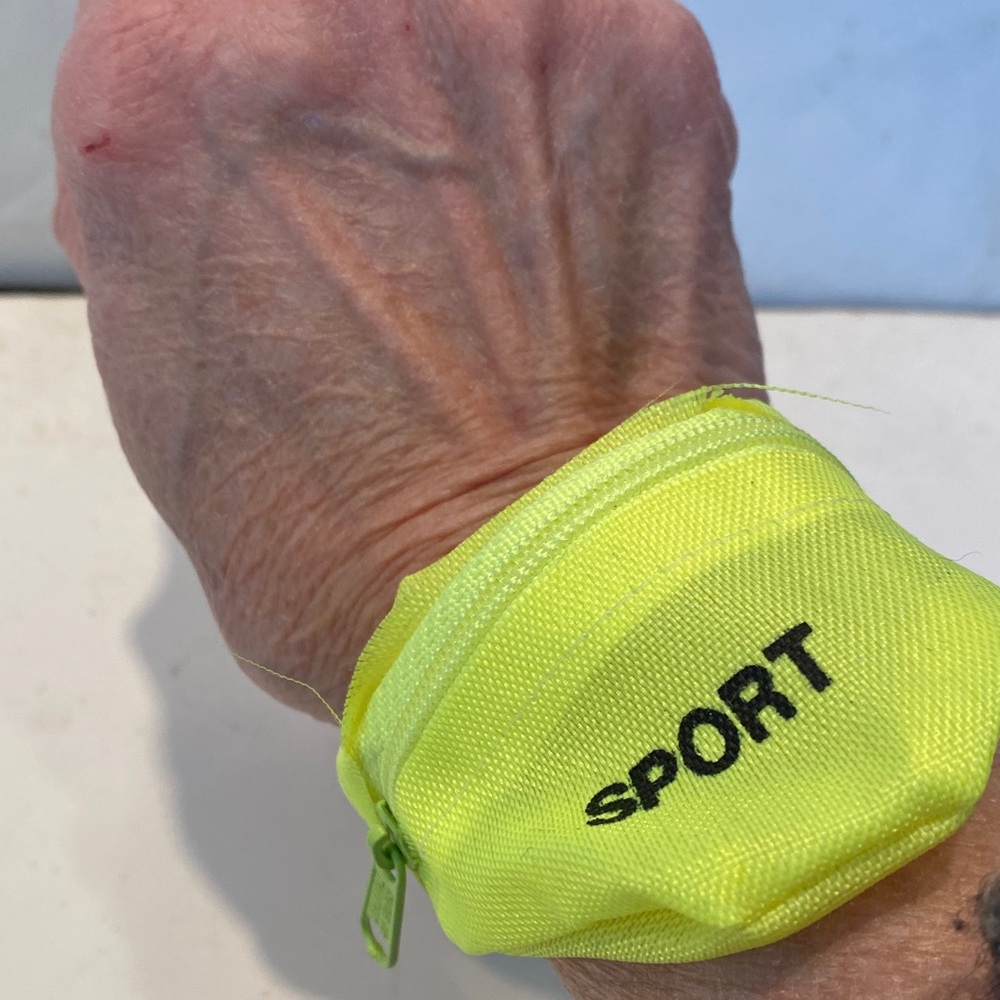 NWOT & Vintage Neon Yellow Sport Wrist Wallet with Zipper Pouch